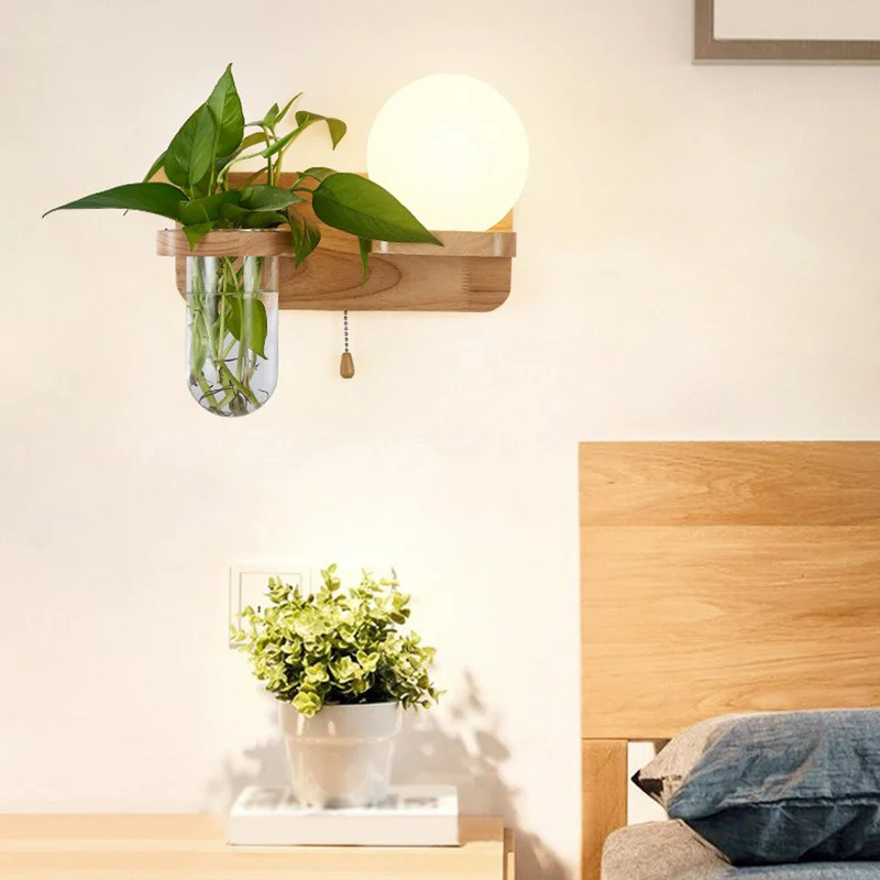 Applique murale géométrique en verre crème Art déco, applique murale à 1 tête avec récipient pour plantes et étagère en bo...