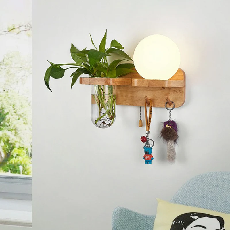 Applique murale géométrique en verre crème Art déco, applique murale à 1 tête avec récipient pour plantes et étagère en bo...