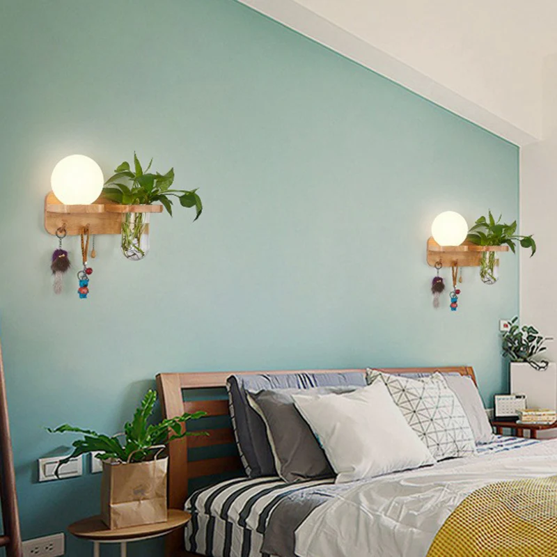 Applique murale géométrique en verre crème Art déco, applique murale à 1 tête avec récipient pour plantes et étagère en bo...