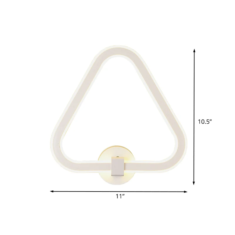 Applique murale LED en acrylique avec cadre triangulaire blanc, luminaire moderne pour balcon Clearhalo