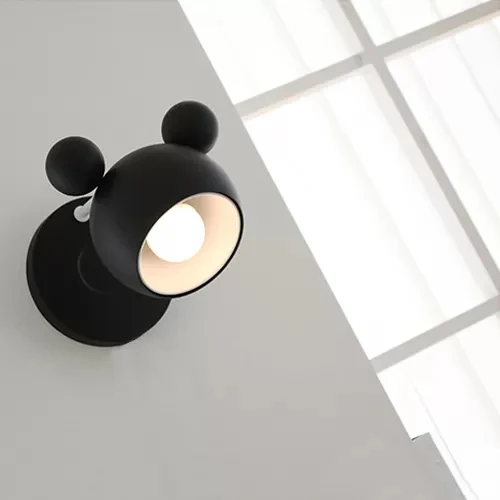 Applique murale Macaron Mouse avec chaîne de traction, 1 tête en métal, pour salle d'étude Clearhalo