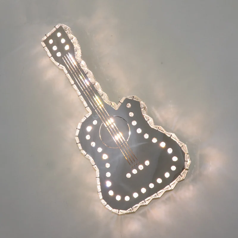 Applique murale moderne pour chambre à coucher et guitare, blocs de cristal clairs K9, LED, Surface grise Clearhalo