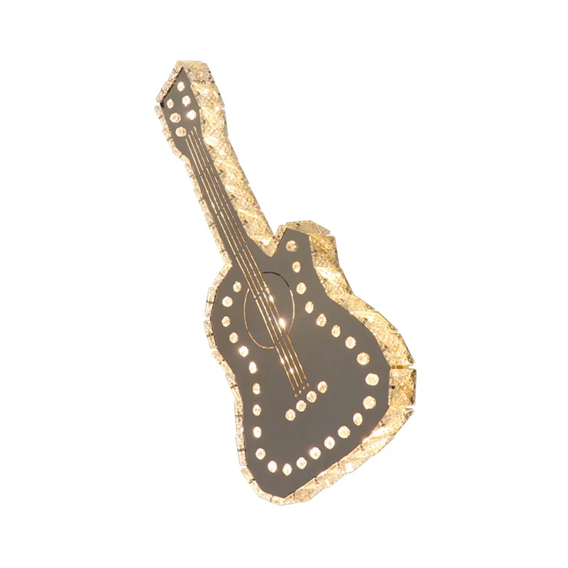 Applique murale moderne pour chambre à coucher et guitare, blocs de cristal clairs K9, LED, Surface grise Clearhalo