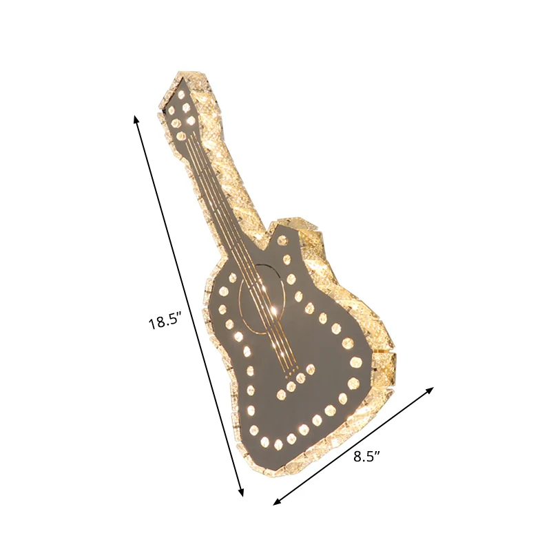 Applique murale moderne pour chambre à coucher et guitare, blocs de cristal clairs K9, LED, Surface grise Clearhalo
