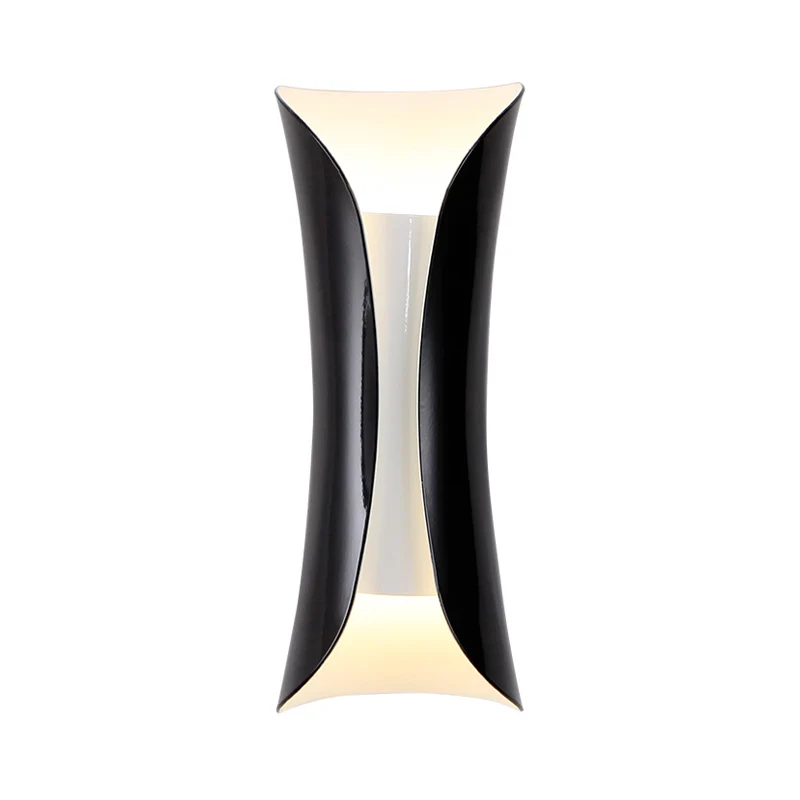 Applique murale métallique noir/blanc incurvée à 2 lumières, luminaire moderniste, 13"/21"/30" H Clearhalo