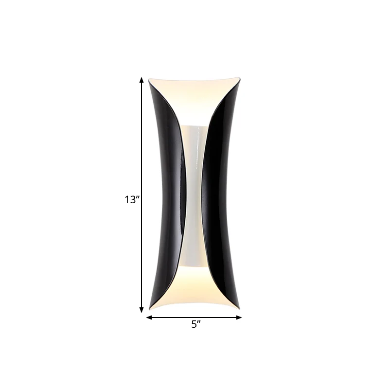 Applique murale métallique noir/blanc incurvée à 2 lumières, luminaire moderniste, 13"/21"/30" H Clearhalo