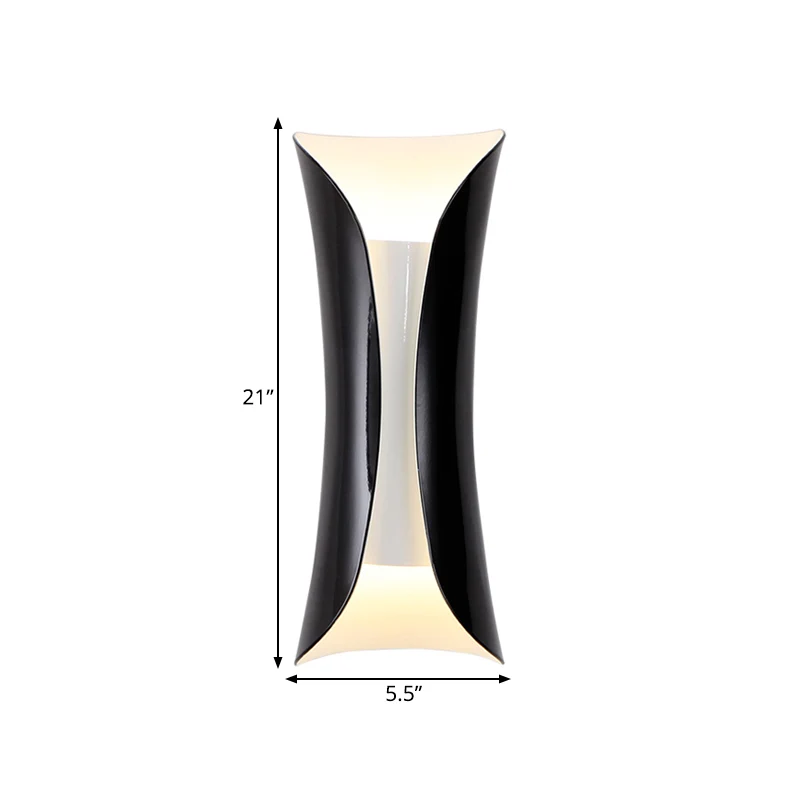 Applique murale métallique noir/blanc incurvée à 2 lumières, luminaire moderniste, 13"/21"/30" H Clearhalo