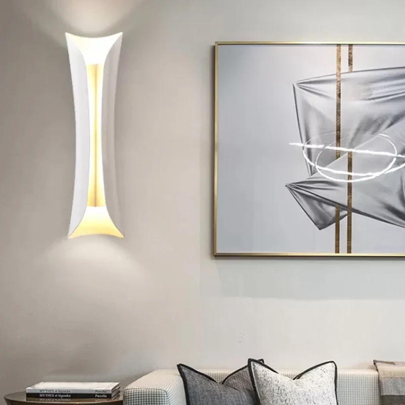 Applique murale métallique noir/blanc incurvée à 2 lumières, luminaire moderniste, 13"/21"/30" H Clearhalo