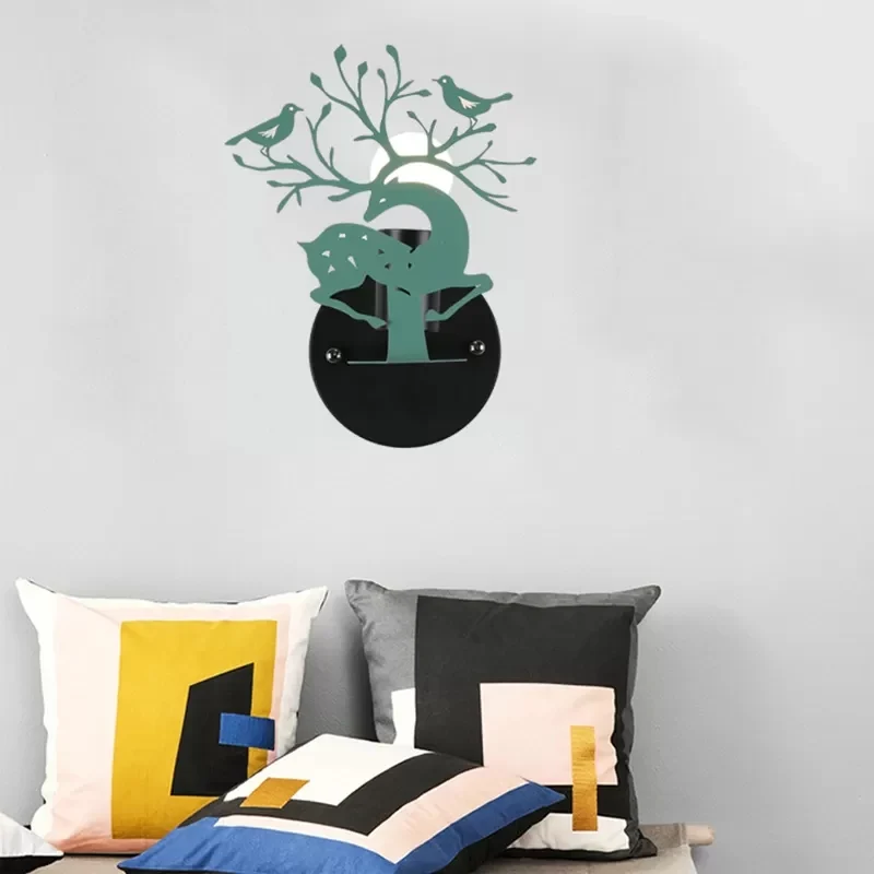 Applique murale pour enfants cerf Sika avec oiseau en métal 1 applique murale pour Restaurant café Clearhalo