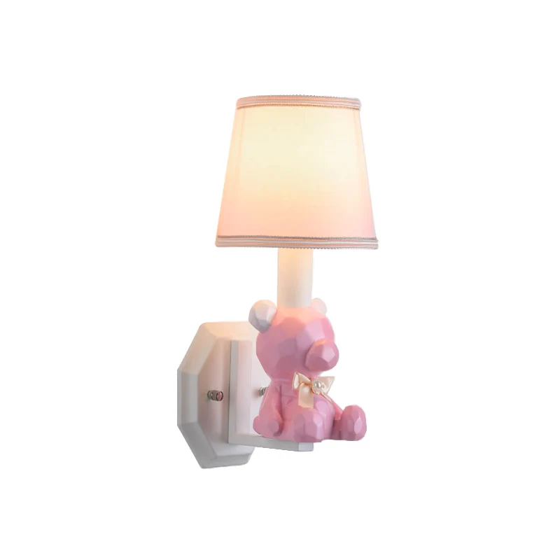 Applique murale en résine Little Bear, 1 tête, dessin animé, avec abat-jour Coolie Clearhalo