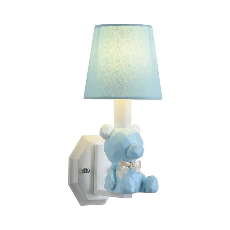 Applique murale en résine Little Bear, 1 tête, dessin animé, avec abat-jour Coolie Clearhalo