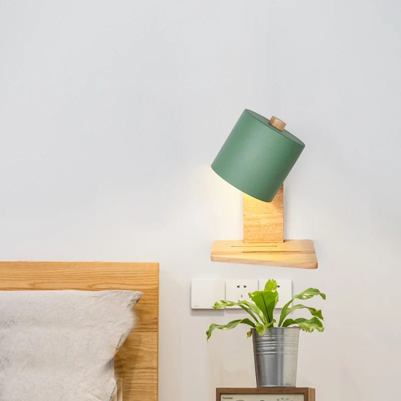 Applique murale tambour réglable en métal nordique, 1 ampoule gris/blanc/vert, luminaire pour chevet Clearhalo