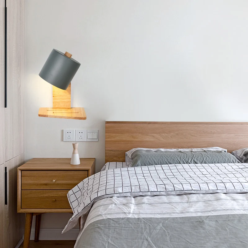 Applique murale tambour réglable en métal nordique, 1 ampoule gris/blanc/vert, luminaire pour chevet Clearhalo