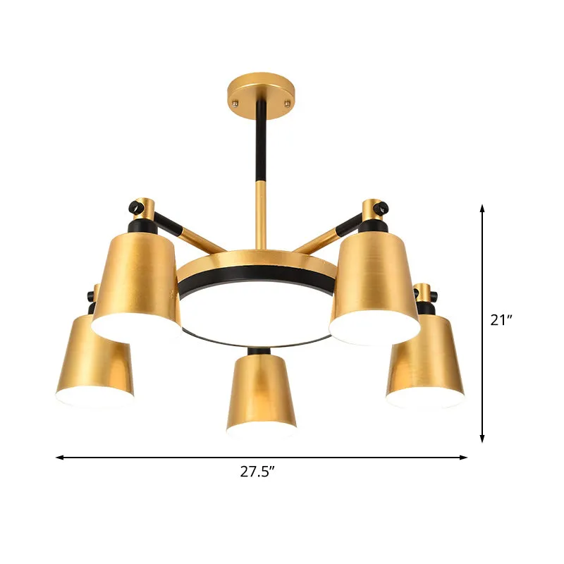 Baril moderniste et lustre rond en fer 3/5/6 lumières luminaire de plafond de salon en or Clearhalo