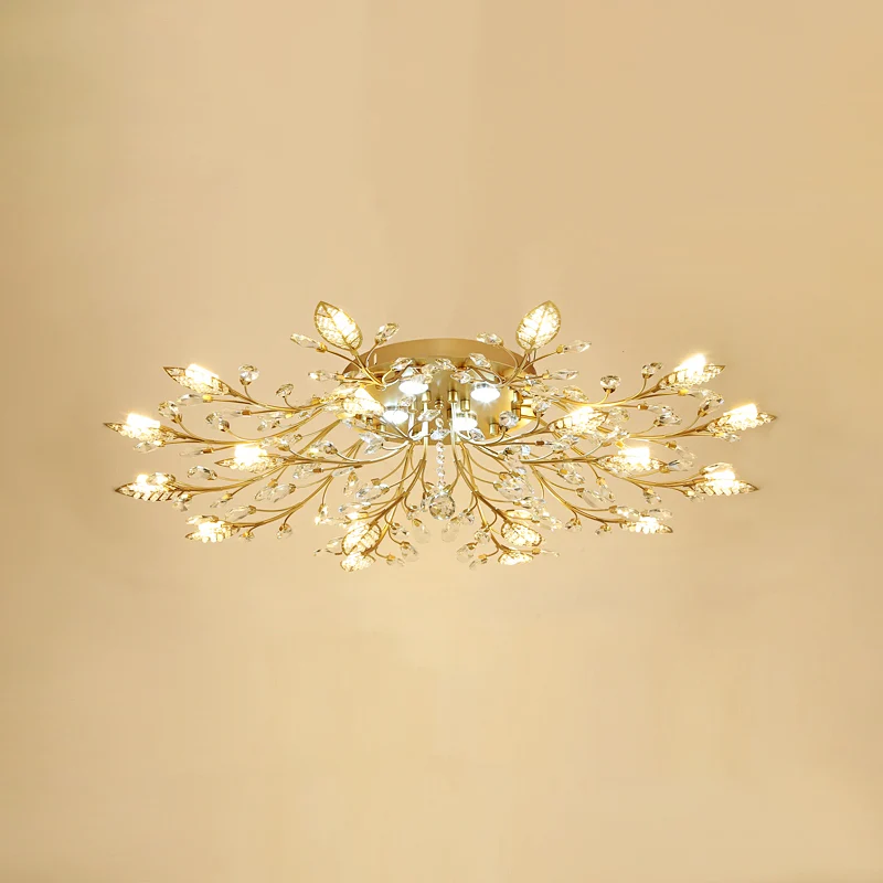 Branches d'or plafonnier luminaire rustique cristal couloir LED lampe encastrée Clearhalo