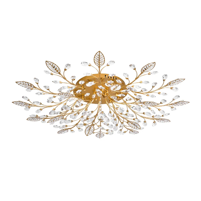 Branches d'or plafonnier luminaire rustique cristal couloir LED lampe encastrée Clearhalo