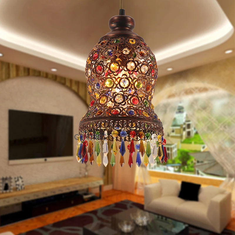 1 Bulb Metal Pendant Light Fixture Bohemian Copper Urn Shape Living Room Drop Lamp Clearhalo
