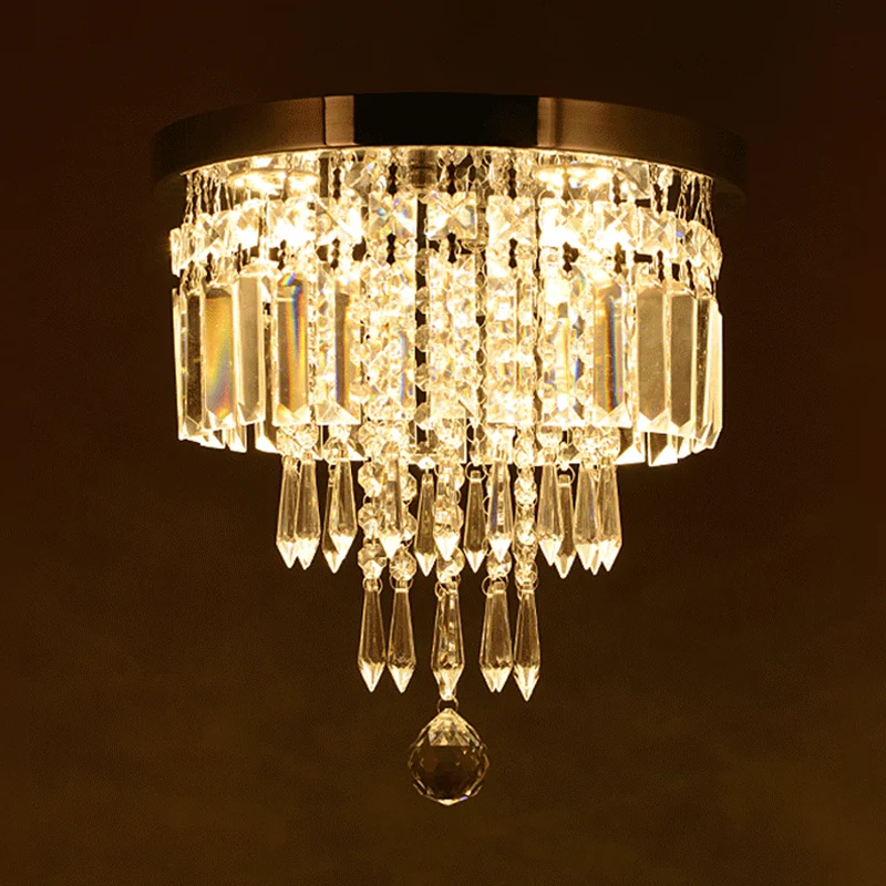 Chrome 8"/10" de large LED Lampe encastrée moderniste en cristal à facettes ronde à plusieurs niveaux près du plafonnier C...