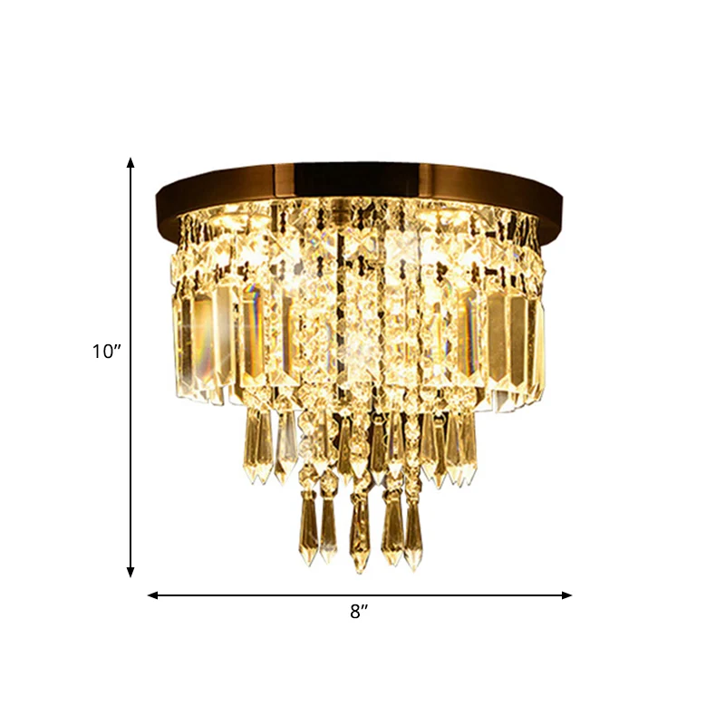 Chrome 8"/10" de large LED Lampe encastrée moderniste en cristal à facettes ronde à plusieurs niveaux près du plafonnier C...