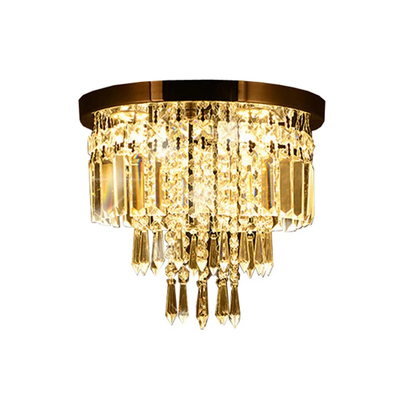Chrome 8"/10" de large LED Lampe encastrée moderniste en cristal à facettes ronde à plusieurs niveaux près du plafonnier C...