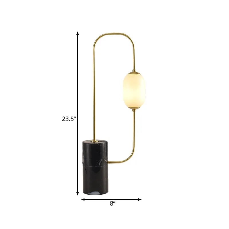 Circuit Lampe de table de chevet design en verre mat, éclairage de table simple noir et doré avec base cylindrique en marb...