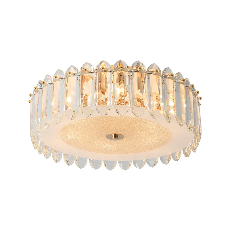 Éclairage encastré en cristal tambour simple, luminaire encastré pour chambre à coucher à 6 ampoules en or Clearhalo