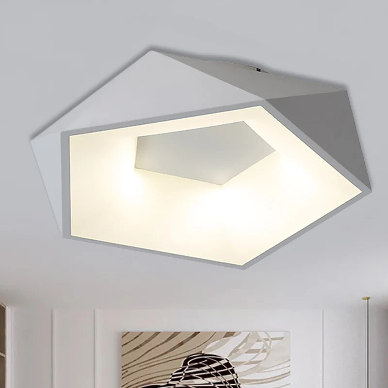 Éclairage encastré à facettes blanches Plafonnier LED moderne en métal avec diffuseur en acrylique en lumière blanche/chau...