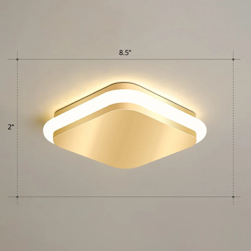 Éclairage encastré géométrique pour foyer, plafonnier LED en acrylique de style simple en or Clearhalo