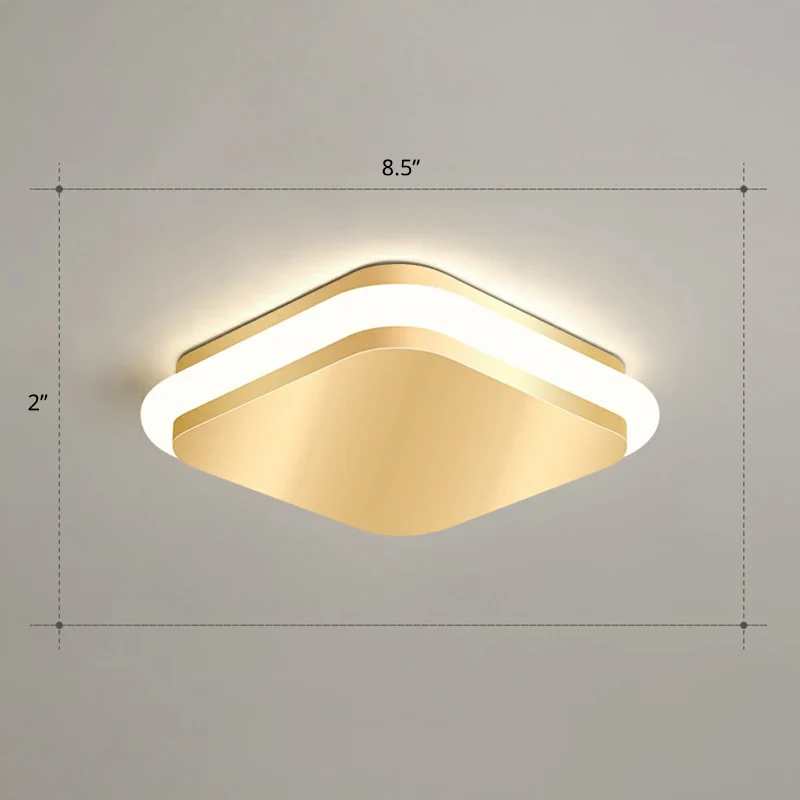Éclairage encastré géométrique pour foyer, plafonnier LED en acrylique de style simple en or Clearhalo