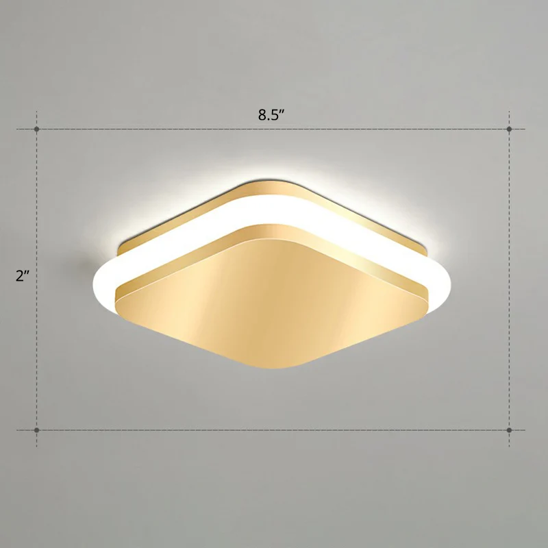 Éclairage encastré géométrique pour foyer, plafonnier LED en acrylique de style simple en or Clearhalo