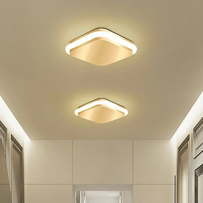 Éclairage encastré géométrique pour foyer, plafonnier LED en acrylique de style simple en or Clearhalo