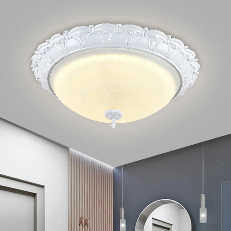 Éclairage encastré à LED en forme de dôme Cottage Plafonnier en verre dépoli blanc avec lumière chaude/blanche, largeur 16...