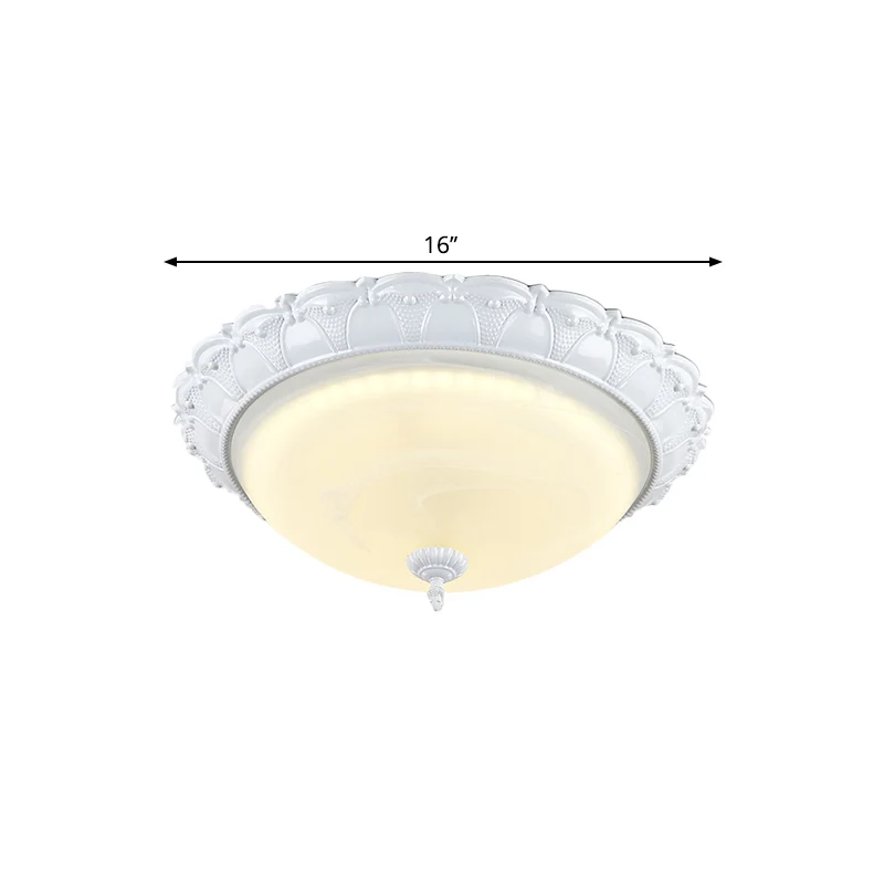 Éclairage encastré à LED en forme de dôme Cottage Plafonnier en verre dépoli blanc avec lumière chaude/blanche, largeur 16...