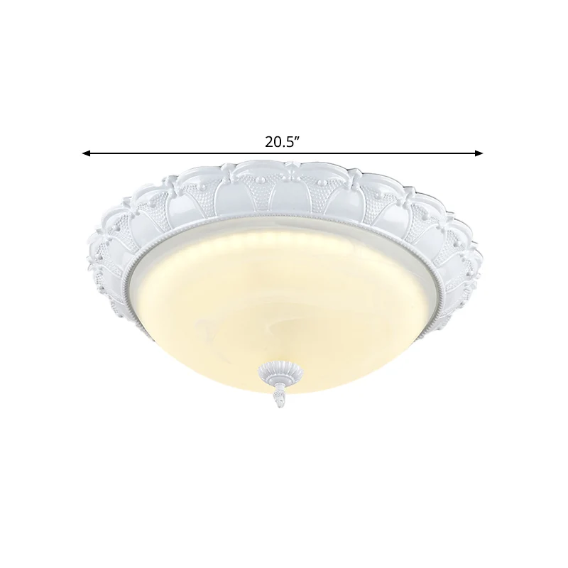 Éclairage encastré à LED en forme de dôme Cottage Plafonnier en verre dépoli blanc avec lumière chaude/blanche, largeur 16...