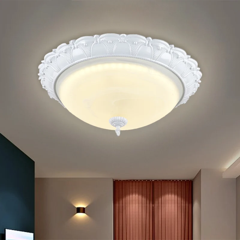 Éclairage encastré à LED en forme de dôme Cottage Plafonnier en verre dépoli blanc avec lumière chaude/blanche, largeur 16...