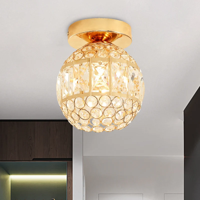 Éclairage encastré à LED Minimalisme Cylindre/Globe Lampe encastrée en cristal à facettes en or Clearhalo