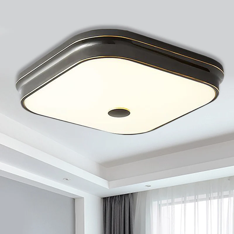Éclairage encastré à LED traditionnel carré en verre dépoli plafonnier en noir/or pour le salon, 11"/15"/19,5" W Clearhalo