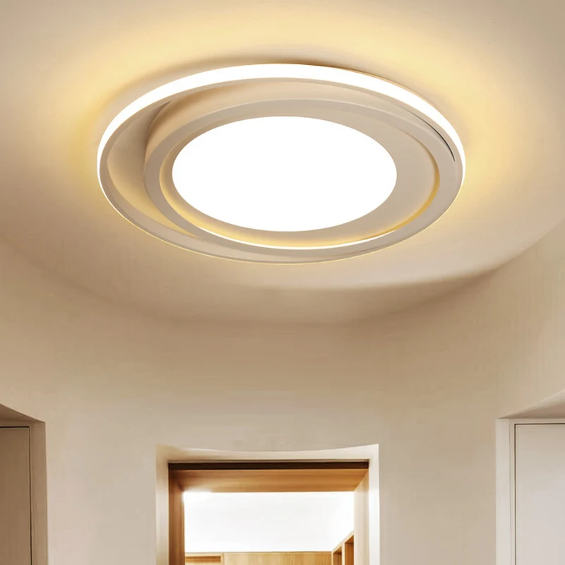 Éclairage encastré rond en acrylique, support LED moderne en blanc/noir pour chambre à coucher, lumière blanche/chaude Cle...