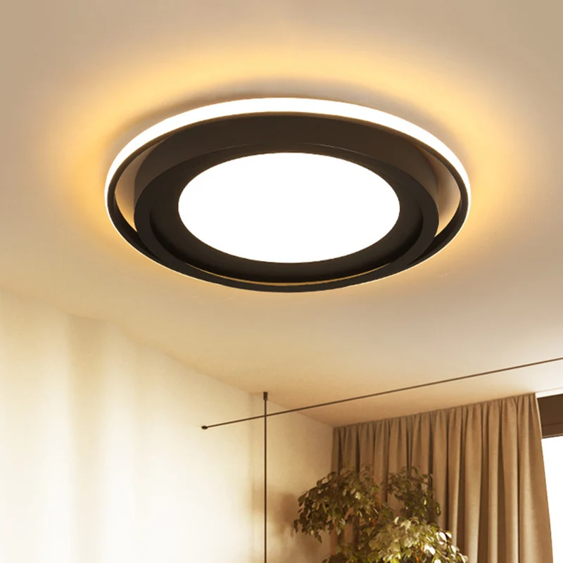 Éclairage encastré rond en acrylique, support LED moderne en blanc/noir pour chambre à coucher, lumière blanche/chaude Cle...