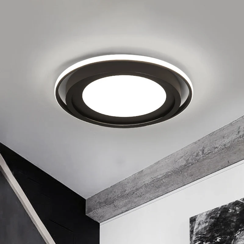 Éclairage encastré rond en acrylique, support LED moderne en blanc/noir pour chambre à coucher, lumière blanche/chaude Cle...