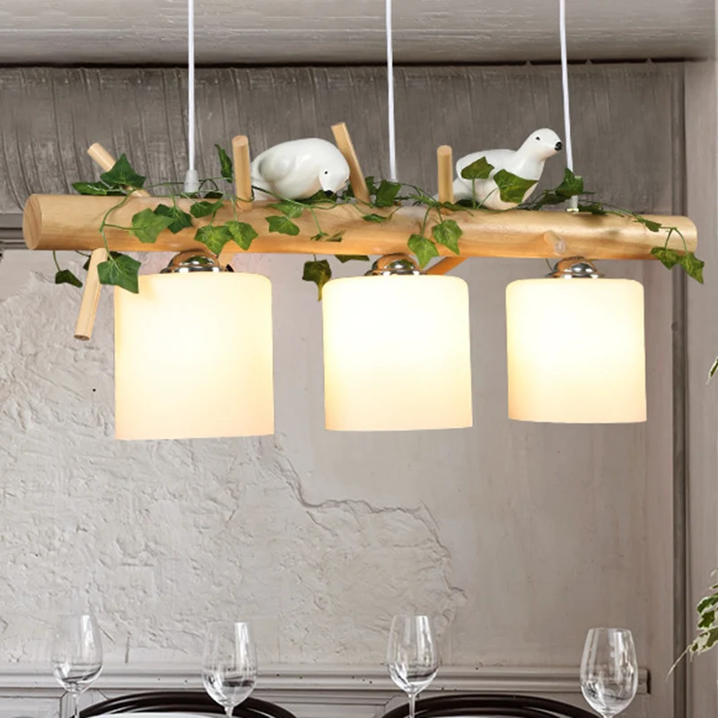 Éclairage linéaire moderne d'île en bois naturel de lumière d'île en bois pour le restaurant Clearhalo