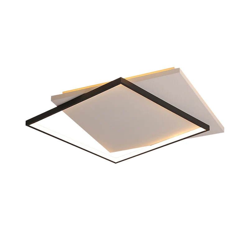 Éclairage de plafond carré Simplicity, plafonnier LED en acrylique pour salon, blanc-noir Clearhalo