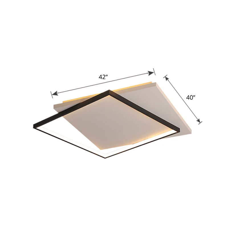 Éclairage de plafond carré Simplicity, plafonnier LED en acrylique pour salon, blanc-noir Clearhalo