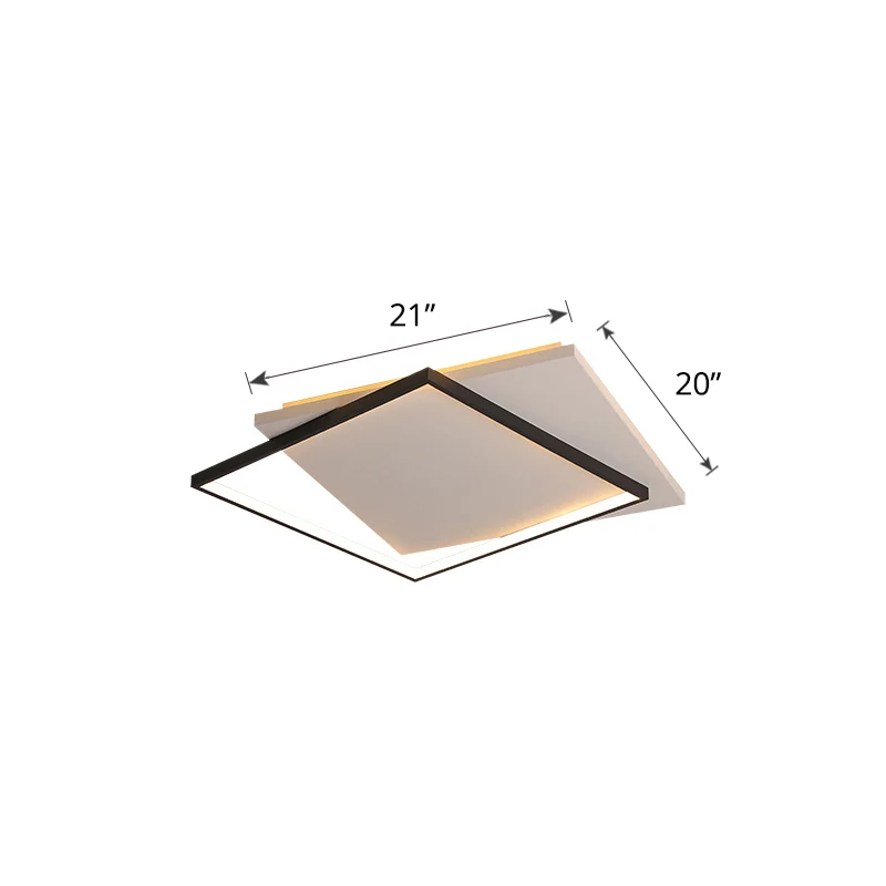 Éclairage de plafond carré Simplicity, plafonnier LED en acrylique pour salon, blanc-noir Clearhalo