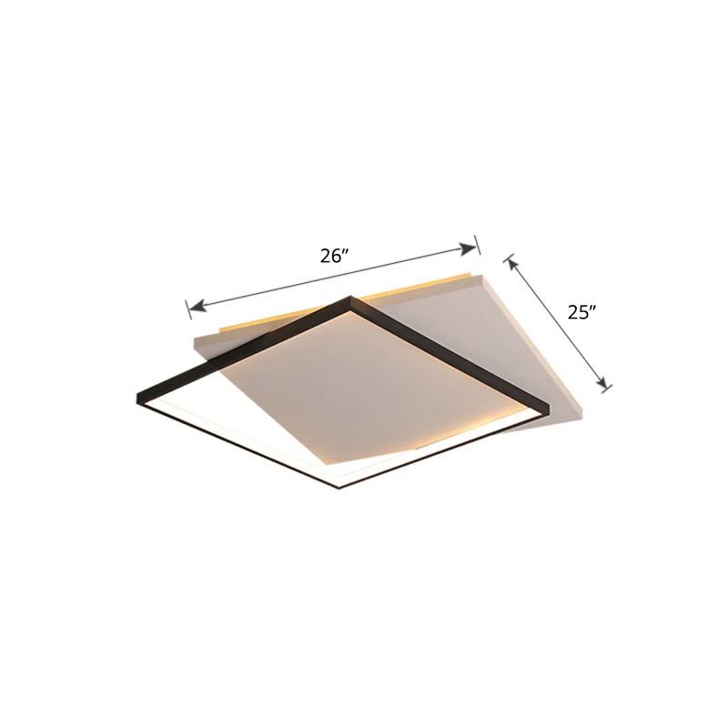 Éclairage de plafond carré Simplicity, plafonnier LED en acrylique pour salon, blanc-noir Clearhalo