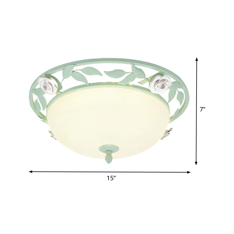 15 "/ 19" W éclairage de plafond en forme de bol en métal fleur coréenne 1 tête luminaire encastré pour chambre à coucher...