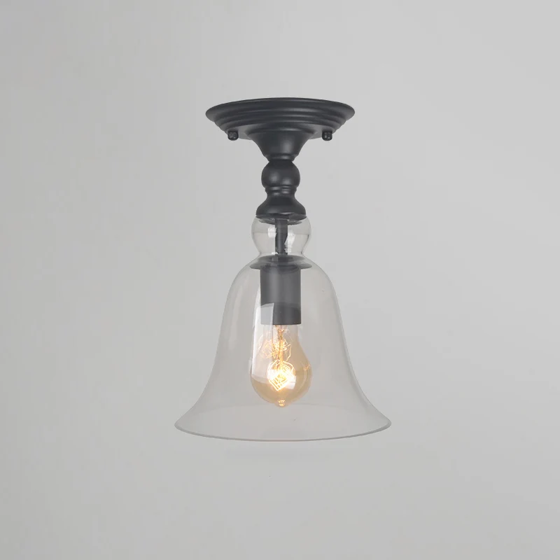 Éclairage semi-monté pour couloir géométrique, verre transparent, 1 ampoule en laiton, lampe proche du plafond Clearhalo