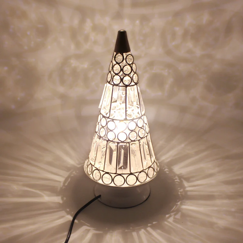 Éclairage de table conique antique, 1 ampoule, lampe de chevet en métal, noir/blanc, pour salon Clearhalo