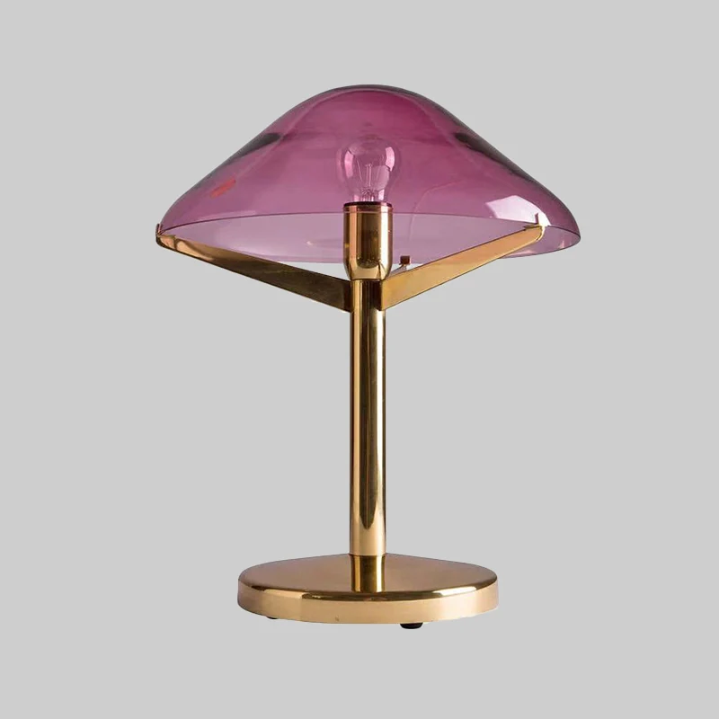 Éclairage de Table méduse Vintage en verre violet, lampe de chevet à 1 lumière avec support en laiton Clearhalo