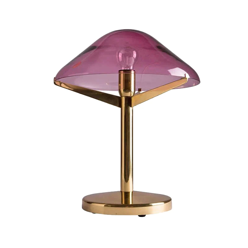Éclairage de Table méduse Vintage en verre violet, lampe de chevet à 1 lumière avec support en laiton Clearhalo